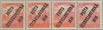245076 -  Pof.105, 10f red, complete set of all overprint types, I. -