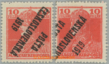 245096 -  Pof.119Pp, Charles 10f red, 2 pcs of stamp., 1x with invert