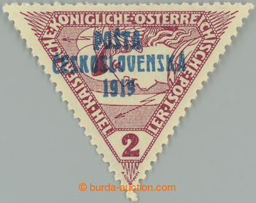 245158 -  Pof.55, Trojúhelník 2h hnědočervená, I. typ přetisku;