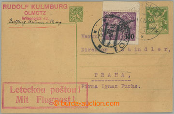 245298 - 1926 1. let BRNO - PRAHA, celina OR 50h zelená zaslaná let