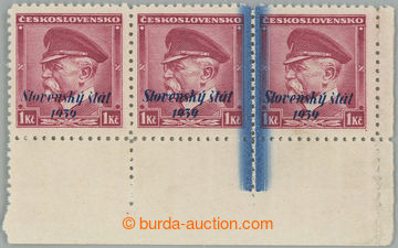 245366 - 1939 Sy.12 production flaw, Masaryk 1CZK red, right the bott