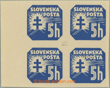 245410 - 1939 Sy.NV11Xx, Znak (I) 5h modrá, krajový 4-blok bez prů