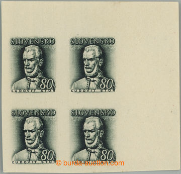 245419 - 1943 Sy.NZ81N, Štúr 80h green, UR corner imperforated bloc