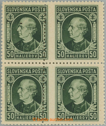 245438 - 1939 Sy.29A VV, Hlinka 50h zelená s ŘZ 12½, 4-blok s VV -