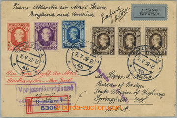 245493 - 1939 Reg and airmail letter sent from Bratislava to USA (!),