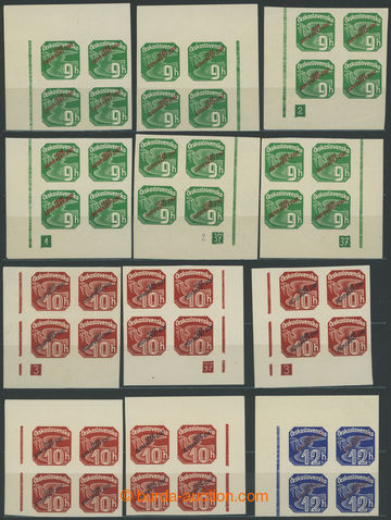 245497 - 1939 PLATE NUMBERS / 4-BLOKY / selection of 49 pcs of corner