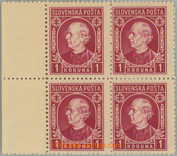 245558 - 1939 Sy.30YA, Hlinka 1K červená, 4-blok s levým okrajem s