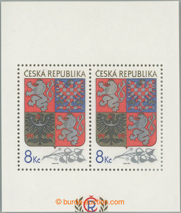 245687 - 1993 Pof.A10 VV, aršík Velký státní znak 8Kč, odlišn�
