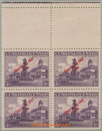 245775 - 1939 Sy.20, Poděbrady 4Kč fialová, 4-blok s horními kup