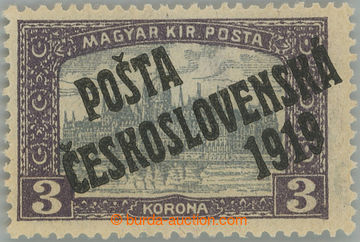 245814 -  Pof.116, 3 Koruna violet / grey, overprint type II.; label,