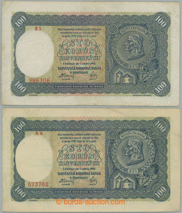 245851 - 1940 Ba.48a, 49a, sestava 2ks bankovek: 100ks 1940, I. vydá