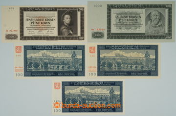 245910 - 1940-1942 Ba.32, 33a, 36, 39a, comp. of 5 bankovek: 100 Koru