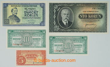 245916 - 1945 Ba.70, 71, 72, 74, comp. of 5 státovek London-issue em