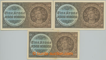 245919 - 1940 Ba.30, 1 Koruna b.l. (1940), selection of 3ks: set C009