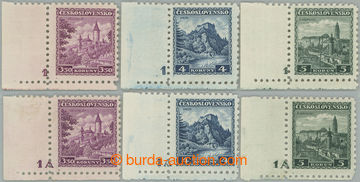 246052 - 1932 Pof.265-267 plate number, Castles 3,50CZK - 5CZK, compl