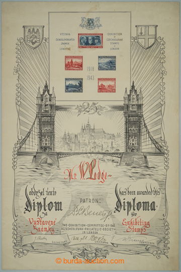 246059 - 1943 Diplom s přítiskem Londýnského aršíku v původní