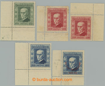 246098 - 1923-1925 Pof.176-178, 185, sestava 5 různých rohových zn