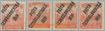 246222 -  Pof.105a, Reaper - MAGYAR POSTA 10f red, comp. 4 pcs of wit