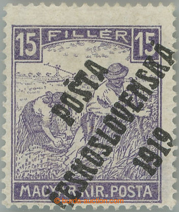 246228 -  Pof.100, White numeral(s) 15f violet, overprint type I.; li