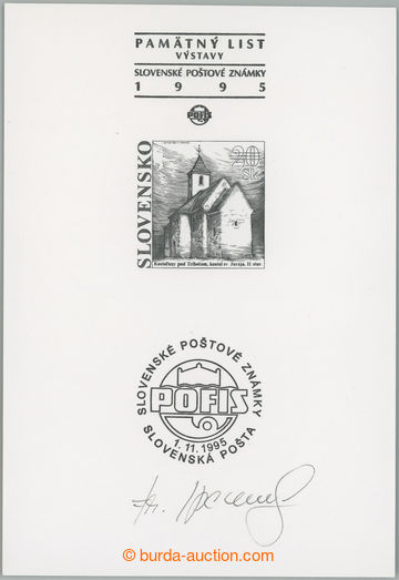 246337 - 1995 PT6, Kostolany, přítisk POFIS Bratislava, signováno 