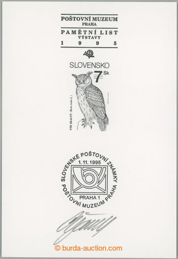 246785 - 1995 PT4, Výr skalní, přítisk Poštovní muzeum Praha, s