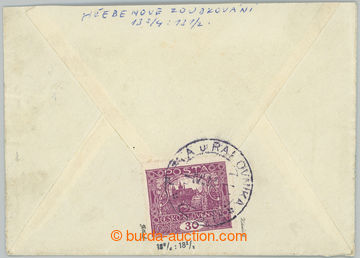 246823 - 1920 letter franked on reverse stamp. 30h dark violet with r