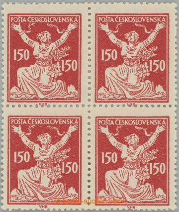 246824 -  Pof.159A ST, 150h red, block of four with comb perforation 