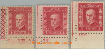 246834 - 1925 PLATE NUMBERS / Pof.200, 201, 203, Gravure 1CZK red, co