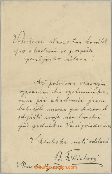 247015 - 1897 FIBICHOVÁ Betty (1844-1901), important Czech opera son