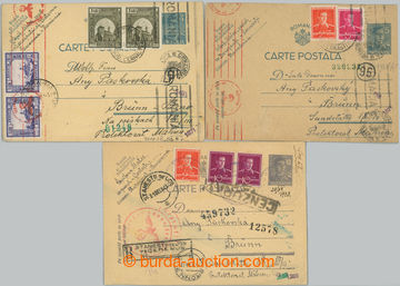 247396 - 1941-1943 sestava 3ks bohatě dofrankovaných celinových do