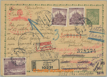 247587 - 1940 CDV1, PC Linden Leaves 50h green, sent as Reg to Yugosl