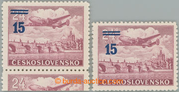 247618 - 1949 Pof.L31aVV, Přetisková provizoria 15/24Kčs, světlem