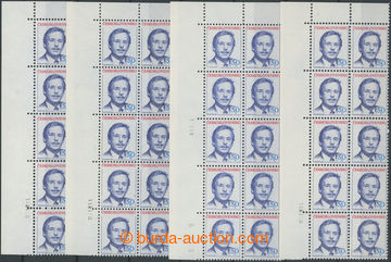 247629 - 1990 Pof.2928, Havel 50h, comp. of 4 blocks with dates of pr