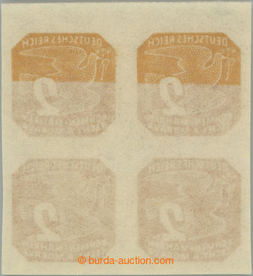 247695 - 1939 Pof.NV10, issue II 2h brown, block of four with partial