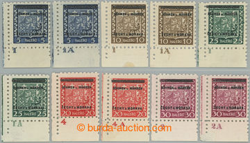 247736 - 1939 Pof.1-5 DČ, Znak 5h - 30h, kompletní řada 10ks rohov