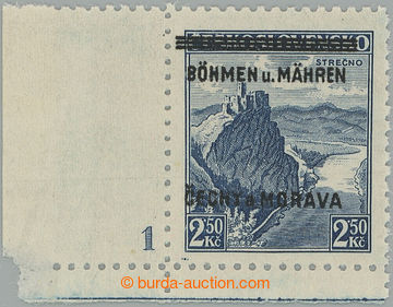 247760 - 1939 Pof.15 DČ, Strečno 2,50Kč, levý dolní rohový kus 