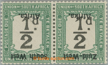 247772 - 1923 SG.D6a, Postage due stamp ½P, pair with INVERTED overp