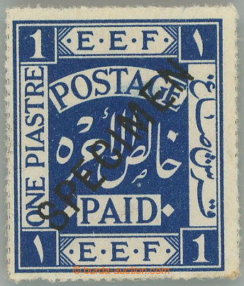 247805 - 1918 SG.1, E.E.F. PAID 1Pia indigo, SPECIMEN; issued without