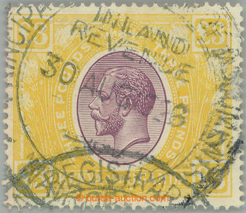 247844 - 1922 SG.97, George V. £3 purple and yellow, with fiscal pos