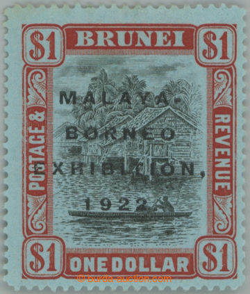 247852 - 1922 SG.59c, Brunei River $1 s přetiskem MALAYA BORNEO EXHI