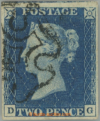 247878 - 1840 SG.5, TWO PENCE BLUE modrá, písmena D-G; krásná zn