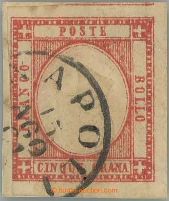 247897 - 1861 Sass.21ah, Viktor Emanuel II. 5Gr rosso vermiglio, slav