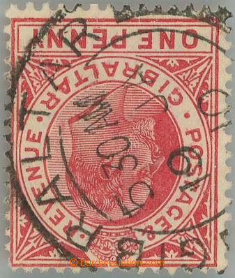 248093 - 1906 SG.67w, Edvard VII. 1d karmínová s PŘEVRÁCENOU prů