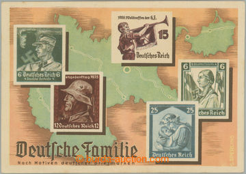 248104 - 1936 ZNÁMKY NA POHLEDNICI / vícebarevná pohlednice Deutsc