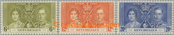 248140 - 1937 SG.132s-134s, Jiří VI. - Korunovace 6c - 20c s perfor