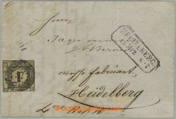 248207 - 1851 tiskopis s Mi.1a, Znak 1Kr na papíru sämisch, raz. 17