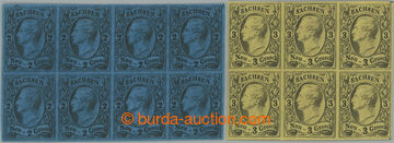 248218 - 1855 Mi.10 and 11, Johann I., block of 8 value 2Ngr and bloc