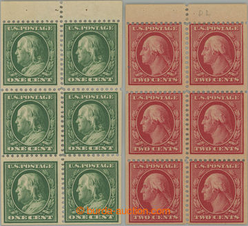 248261 - 1908-1909 Sc.331a, 332a, Franklin 1c zelená a Washington 2c