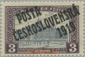 248322 -  Pof.116, 3 Koruna violet / grey, overprint II. type; label,