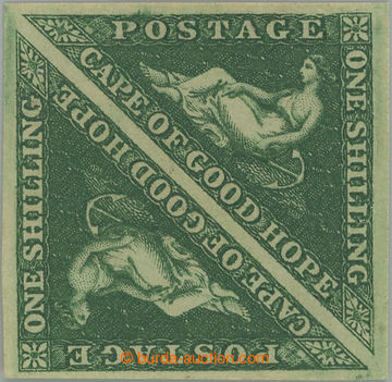 248372 - 1859 SG.8b, Allegory 1Sh deep dark green, unused block of 2,